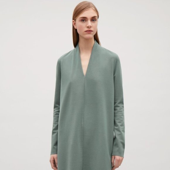 COS Dresses & Skirts - Cos M Medium Flared V Neck Dress Sage Green